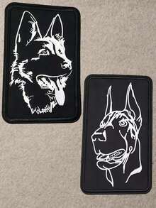 1/2/3/5pcs Funny Halloween Gift Printed Patch Morale Badge, Personalized Badge, Tactical Dog Line Hook And Loop Morale Patch, German Shepherd Doberman Minimalist Line Patch, Helmet Backpack Patch, DIY Patch Sticker, Wild Hardcore Techwear Style, Outdoor Adventure Enthusiast Decoration Collection Arm Patch, Graduation Season Birthday Gift, Techwear Hand-Drawn Working Dog Portrait Pattern - Badge - View 6