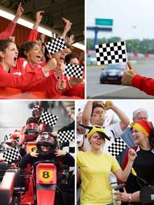 1pc/2pcs/5pcs/10pcs/20pcs/50pcs/100pcs Black And White Checkered Racing Flags With 30cm Plastic Sticks, Handheld Racing Theme Props For Racing Party Decoration, Racing Theme Party, Car Theme Birthday Party, Home Decor, Holiday Decor, Autumn Decor - Multi-color - View 6