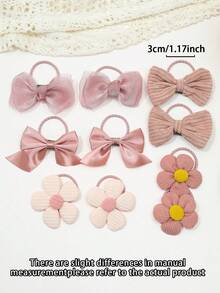 8pcs Random Assorted Colors Girls Flower Bow Hair Ties, High Elasticity ...