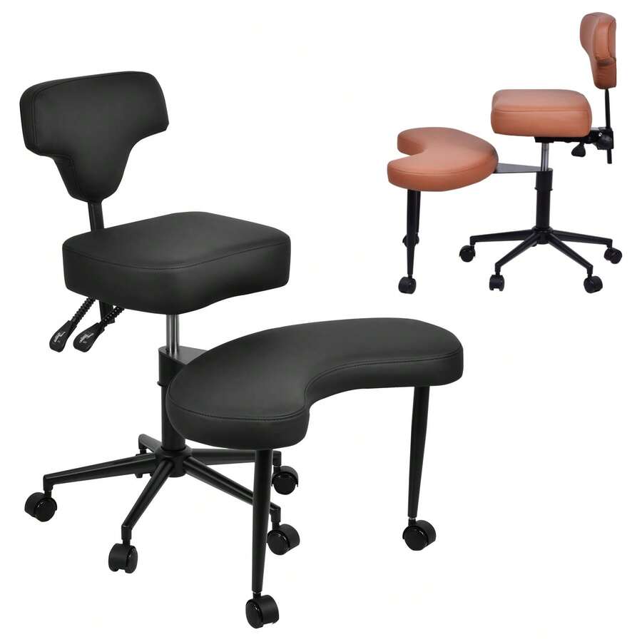 Meditationsstuhl, Bürostuhl mit gekreuzten Beinen und Rollen, höhen- und winkelverstellbarer Sitz mit Lendenwirbelstütze für sitzende Büroangestellte, Erwachsene, für Menschen, die unruhig sind, für Yoga. - Braun - Übersicht 1