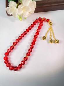 1pc 33pcs Multicolor Faceted Faux Crystal Tasbih Prayer Beads With Gold Chain, Bell And Tassel, Muslim Prayer Beads - Multicolor - View 4