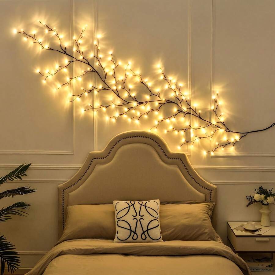 Creative USB Bendable Tree Twig Lights, Artificial Willow Branch Fairy Lamp, Adjustable Branches, Warm LED Lights To Elevate Wall Background Aesthetic