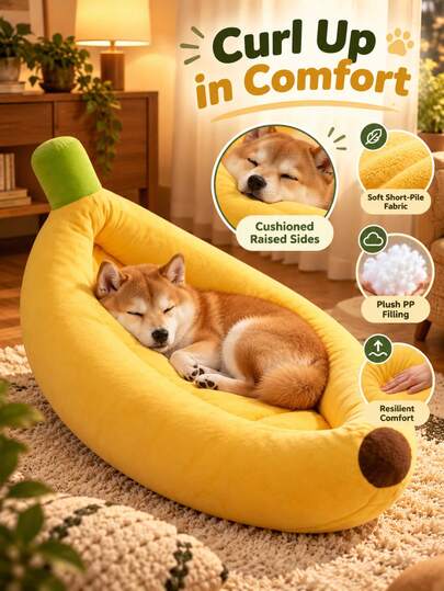 Cat & Dog Banana Bed, Soft & Comfortable, Thickened Winter Pet Bed, Cat Bed, Cat Mat, Pet Nest, Soft & Warm Pad, Washable Dog & Cat Pet Bedding, Christmas, Christmas Gift, Holiday Gift, Banana Bed