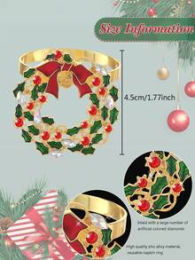 Tkvega • Home 12pcs Christmas Wreath Napkin Rings, Christmas Napkin Rings And Napkins Set, Christmas Dinner Table Decor, Suitable For Room Decoration, Table Decoration, Home Decoration, Perfect For Christmas, Party, Birthday, Wedding And Dinner Buffet Table Elegant Minimalist Decoration - Multicolor - View 3