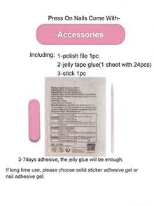 10pcs Handmade Press-On Nails, Long Rectangular Autumn/Winter Style, Nude Transparent Base With White Base And Black French Pattern, Burgundy Gradient Tie Dye With Rhinestone Accents, Cool And Edgy Personalized Vibe, Suitable For Autumn Dates, Atmospheric Outfits, Street Wear, Includes Full Set Of Nail Tools, Exclusive Gift - Pink - View 4