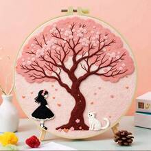 Needle Felting Kit For Beginners. 2D Flat Printing. Pretty Little Town . For New & Skilled Crafters. DIY Wool Painting Set. Includes Foam Mat, Felt, Hoop & Guide. Handmade Home Decor Ornament. 20x20cm/7.87x7.87in. - 20x20cm/7.87x7.87in - View 17