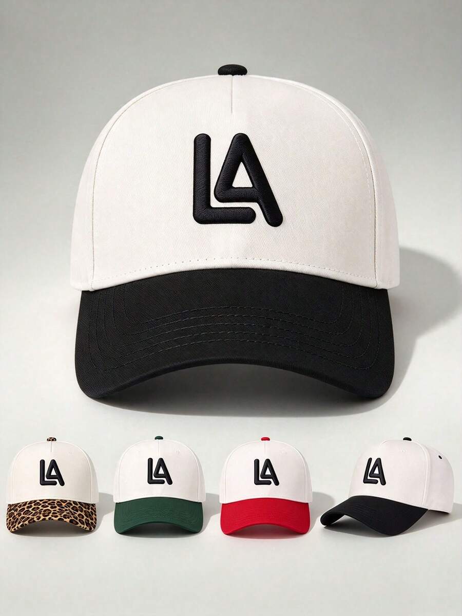 1pc Two-Tone Men Hat Letter LA Embroidered Hats For Men Adjustable Design Perfect For Travel Social Gatherings Sun Protection And Outdoor Activities.