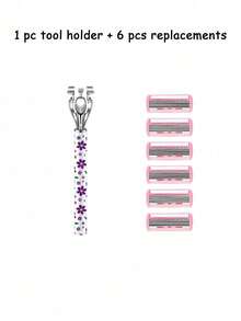 Women's Manual Safety Razor With Replaceable Blades, Floral Print Non-Slip Shaver, 6-Layer Stainless Steel Blades, Painless Hair Removal For Legs, Underarms, Bikini And Body, Travel Beauty Tool, Manual Body Razor, Women's Shaving Razor, Bikini Trimmer - Multiple Styles - View 12