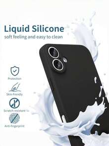 Shockproof Anti-Fingerprint Silicone Phone Case For 13, 16 Pro Max, Apple 17, 15, 14, 17 Pro Max, 18 Pro Max, S26u, A57, A37, A16, A17, Honor 400, Apple 11 Phone Case, Suitable For Apple 13, Perfect Gift For Girlfriend. Black Minimalist Phone Case, Anti-Fingerprint Protective Cover, With Soft Lining. Full Lens Coverage Shockproof Scratch-Resistant Phone Protective Cover - Black - View 5
