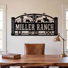 1pc Customized Farm Sign, Personalized Gift, Housewarming Gift, Western Cowboy Style, Laser Cut Decor, Farm Sign Housewarming Christmas Father's Day - Black - View 7