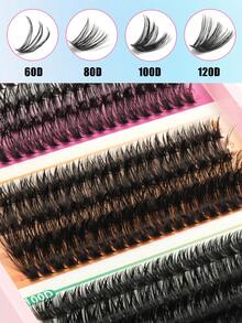 320pcs Individual Cluster False Eyelashes, C‑Curl 60D 80D 100D 120D, Mixed Length 12‑16mm, Soft Faux‑Mink Fibre, DIY Home Makeup Lashes, Fluffy Segmented Lash Clusters For Daily & Party Makeup - C - View 4