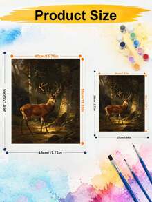 DIY Paint By Numbers Kit, Majestic Stag In Sunlit Forest, Classical Oil Painting Canvas Wall Art Home Decor Gift - A - View 5