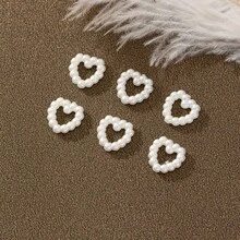 80pcs Faux Pearl Hollow Heart DIY Handmade Hair Accessories Bracelet Earring Jewelry Findings - White - View 2