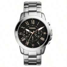 Fossil Grant Chronograph Business Men's Watch, Black Round Dial Stainless Steel Case, Suitable For Daily Business Wear, Gift For Men, Model FS5374 - Silver - View 6