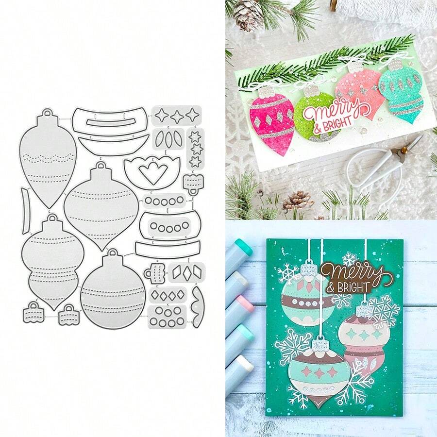 Christmas Ball Decoration Metal Cutting Dies, Suitable For DIY Scrapbooking Decoration Craft Die Cutting Embossing Card Making Template Scrapbook And Craft Photo Album Decoration Embossing - LG26-8484 - View 1