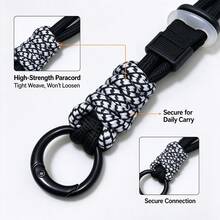 Hand-Woven Colorful Soft Rope Keychain Backpack Lanyard, Short Strap Accessory For Outdoor Hiking Water Bottles, Suitable For Keys, Mobile Phones And Bag Ornaments - Black - View 2