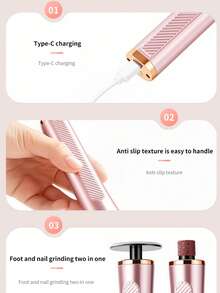 LIMEGIRL 2-In-1 Electric Nail & Foot File, Rechargeable Callus Remover Tool, Portable Pedicure Manicure Device With Grinding Heads For Home Spa Care - Multicolor - View 4