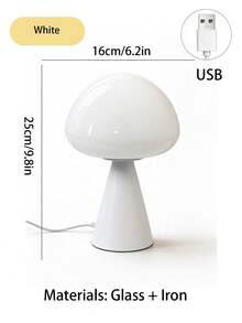 1pc Glass Shade Bauhaus Mushroom Table Lamp, USB Powered Desktop Lamp, Modern Aesthetic Decor Night Light For Bedroom Dorm Home - one-size - View 17