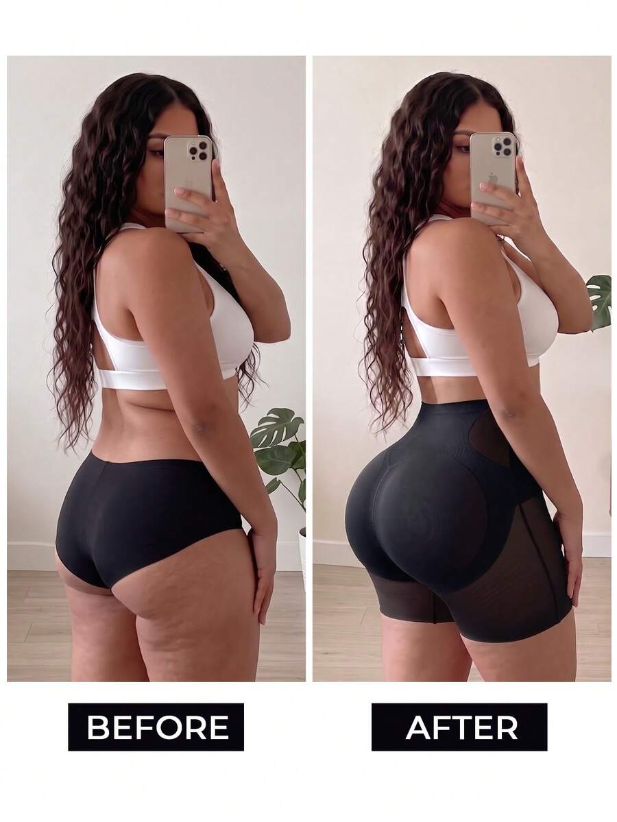 1pc Women's Body Shaping Micro-Sculpting Butt Lift Tummy Control Safety Pants Peach Shape Natural Buttocks Seamless Detachable Butt Pads