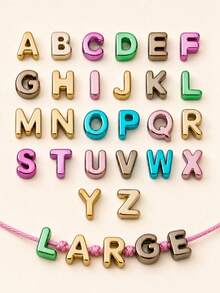 10/26/60/100pcs Gold Acrylic Large Hole Letter Beads Assortment, Keychain, Phone Charm DIY Handmade Accessories, Suitable For Multiple Occasions, Essential Creative Handmade DIY Material (Not A Children's Toy, For Adult Use As Accessories And Decoration Only) - Gold - View 1