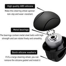 1pc Car Steering Wheel Power Ball, Non-Slip Silicone Handle Steering Wheel Spinner, 360° Rotating One-Hand Steering Assist Ball, Universal Car Portable Accessory - A - View 9