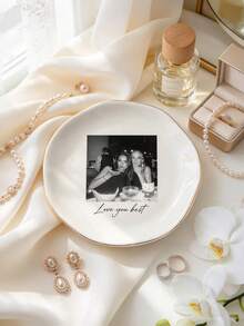 1pc Customized Jewelry Tray Ceramic Ring Dish With Photo And Personalized Text, Unique Gift For Her, Suitable For Him, Sister, Best Friend Or Mother, Bridesmaid Gift, Birthday Gift, Minimalist Style - Multicolor - View 6