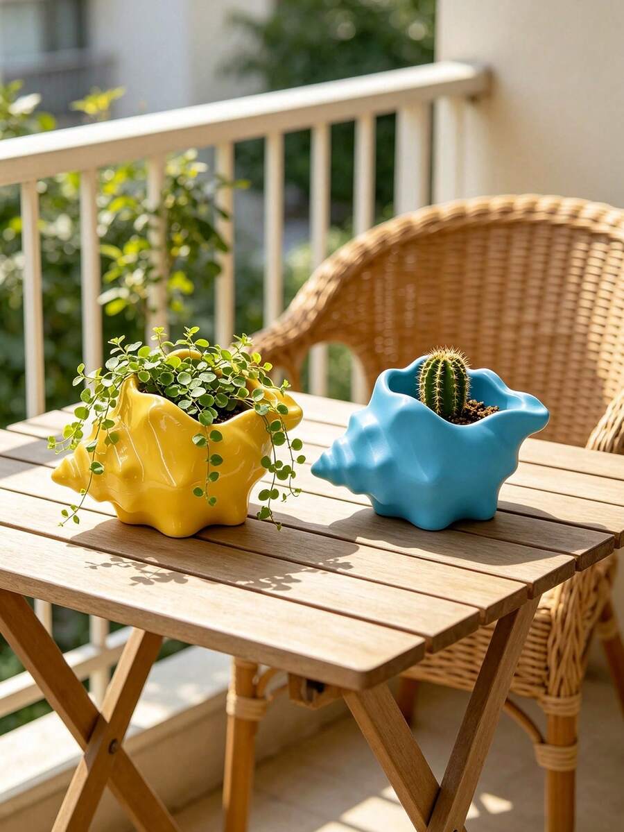 3D Printed Seashell Shaped Planter (Plants Not Included) High-Quality Plastic Material, Interesting Design, Perfect Home For Plants Like Money Plant, Succulents, Home Decor, Room Decor, Outdoor Garden Decor