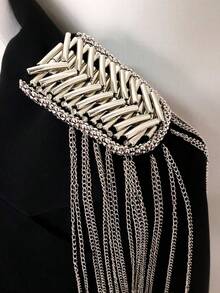 1件時尚精緻個性化百搭優雅帥氣奢華流蘇銀色幾何線條肩飾胸針 男士日常商務通勤飾品 - 彩色 - 查看 2