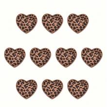 10pcs, Plastic, Brown Leopard Print Heart-Shaped Focal Beads, Loose Spacing Decoration, Suitable For Diy Production, No Pen - Multicolor - View 7