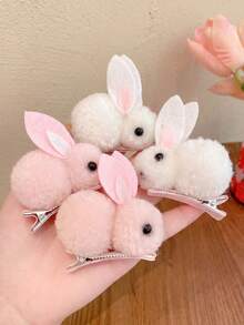 2/4pcs Women's Easter Hair Accessories Set - Cute Rabbit Hair Clips, Mini Hair Clips Suitable For Fine Hair - Multicolor - View 2