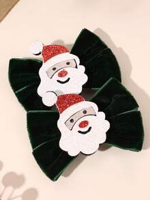 2Pcs Christmas Tree Bow Hair Clips For Girls, Adorable Barrettes With Glitter Christmas Tree, Christmas Party Accessories - Multicolor - View 14