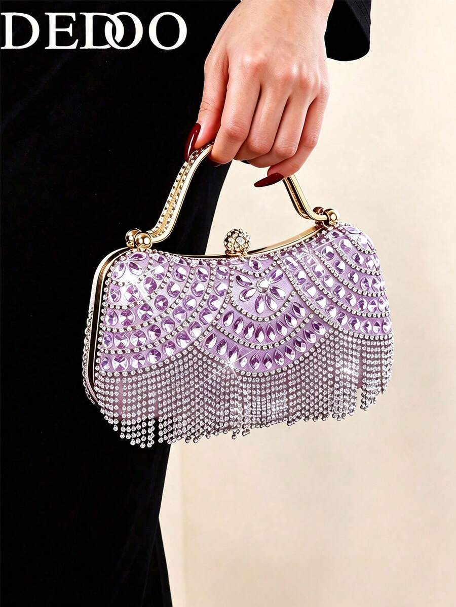 Dedoo New Rhinestone Evening Clutch Bag With Sparkling Tassel Decoration, Women's Gift, Perfect For Party, Wedding, Ball/Banquet