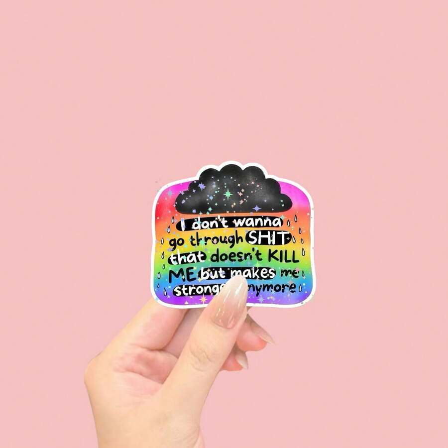 2D Flat Sticker-I Don't Wanna Go Through That Doesn't Kill Me Anymore Sticker Anxiety Overthinking Depression Mental Health Overwhelmed MP3 Player Decal, 2D Flat - one-size - View 1
