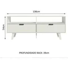 Mueble para TV Blanco Oslo, Rack para Pantalla de hasta 55 Pulgadas, 2 Puertas Abatibles, 3 Estantes Abiertos, Diseño Rectangular Contemporáneo en Madera de Ingeniería, para Sala de Estar y Almacenamiento Organizado - Blanco - Ver 5