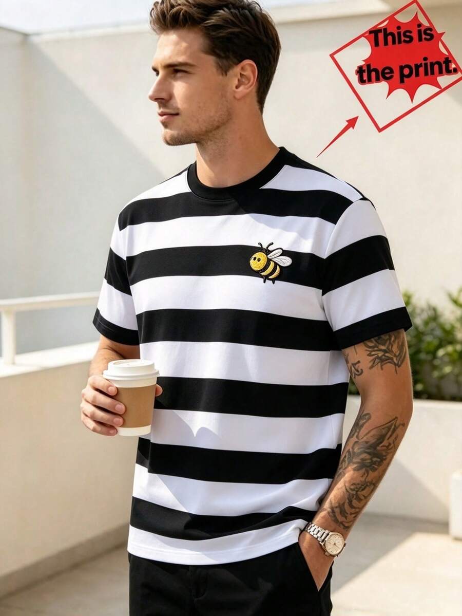 Men T-Shirts - Black and White - View 1