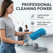 Telescopic Microfiber Duster, Includes 1 Detachable Washable Brush Head, Dry And Wet Use, Multi-Functional Cleaning Brush, Suitable For Home, Car, Furniture, Air Conditioner And More - A - View 7