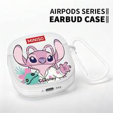 Disney *Lilo & Stitch* 系列耳機保護殼－可愛天使設計附登山扣，防震保護殼，適用於無線藍牙耳機，相容 Apple AirPods（第 1/2、3、4、5 代、Pro、Pro 2 及降噪版本） - 白色 - 查看 3