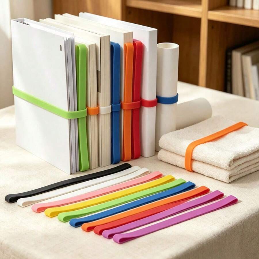 10pcs Multicolor Reusable Silicone Elastic Bands, Silicone Ties For ...