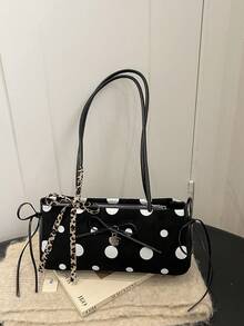 Niche Design Polka Dot Underarm Bag Korean Style Fresh Versatile Sweet Shoulder Bag Premium Handbag For Women - Black - View 2
