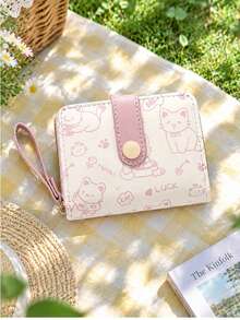 Cat Pattern Wallet For Women And Ladies Small Cute Kawaii Coin Purse With ID Window And Credit Card Slots; Short PU Leather Zipper Coin Purse With RFID Credit Card Storage Function. Suitable For Daily Commute And Work Use, Perfect As A Gift For Birthday, Graduation, Christmas, Mother's Day Or Teacher's Day. - Multicolor - View 8