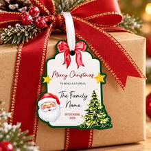 Custom Santa Claus Christmas Gift Tags, Personalized Family Name Holiday Greeting Card, Vintage Red Bow And Christmas Tree Design For Gift Wrapping, Customized 2026 Xmas Present Labels For Family, Customizable Name Festive Gift Tag, Merry Christmas - Multicolor - View 5