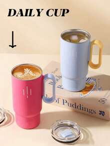 1PC 560ml Portable Stainless Steel Coffee Mug With Handle, Cold Tea Cup, Heat-Resistant Travel Mug, Insulated Cold & Hot, Home Kitchen Outdoor Commute Back To School Essential Water Cup - Multicolor - View 4