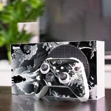 Black & White Japanese Landscape Moon Night Samurai Full Set Protective Skin, Compatible With Xbox Series S Console And Dual Controllers, Premium Vinyl Sticker, Scratch-Resistant, Waterproof, Easy To Remove Without Residue - View 4