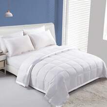 Manta de plumas Dafinner, tamaño King, ligera, para el verano, silenciosa y de tacto ultra suave, manta fina para la cama con ribete de satén (269 x 229, blanca). - Una almohada de talla única - Ver 3