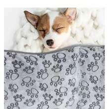 1pc/Dog Blanket For Small Medium Dogs, Soft Washable Fleece Pet Blankets With Paw Print, Puppy & Cat Blanket For Bed Couch Sofa - 52*76cm - View 5