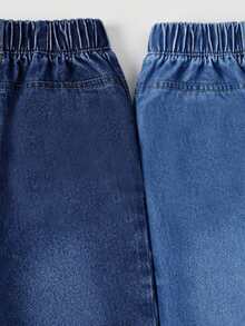 2pcs/Set Celana Jeans Longgar Kasual Gaya Jalanan untuk Bayi Laki-laki, Kain Lembut dan Nyaman, Cocok untuk Musim Gugur/Musim Dingin, Pakaian Sehari-hari yang Serbaguna - MultiWarna - View 6