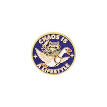 Funny Raccoon Riding Goose Enamel Pin "Chaos Is A Lifestyle" Quote Lapel Brooch, Cartoon Animal Badge For Backpack Jacket Hat, Unique Gift For Friends - Multicolor - View 14