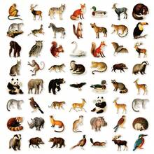 56pcs Vintage Natural History Animal Doodle PET Stickers, Suitable For Decorating Stationery, Gift Packaging, Patterned Envelope Seals, Self-Adhesive Labels, Planner And Creative Projects - one-size - View 10