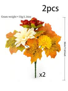 1PC/2PCS/3PCS Thanksgiving Dahlia Decoration Flowers, With Light Cream Petals And Orange-Red Accents. DIY Flower Arrangement, Suitable For Window Sill Display And Balcony Beautification. - Orange - View 11