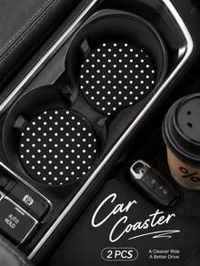 Jemdura,2pcs Simple Polka Dot Pattern Leather Car Cup Holder Mat - Non-Slip Round Cup Holder Design, Multiple Colors Available, Universal Car Cup Holder Lining, Easy To Wipe - Suitable For Car Interior Decoration - Multicolor - View 5